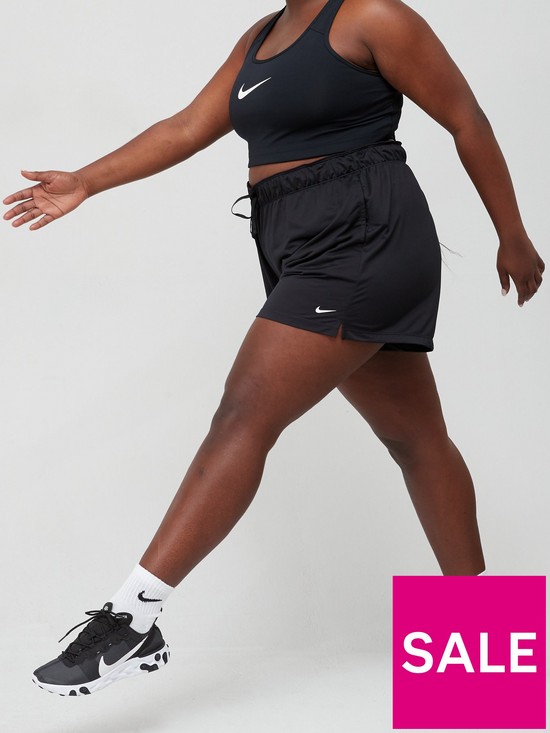 front image of nike-training-dry-attack-short-curve-black