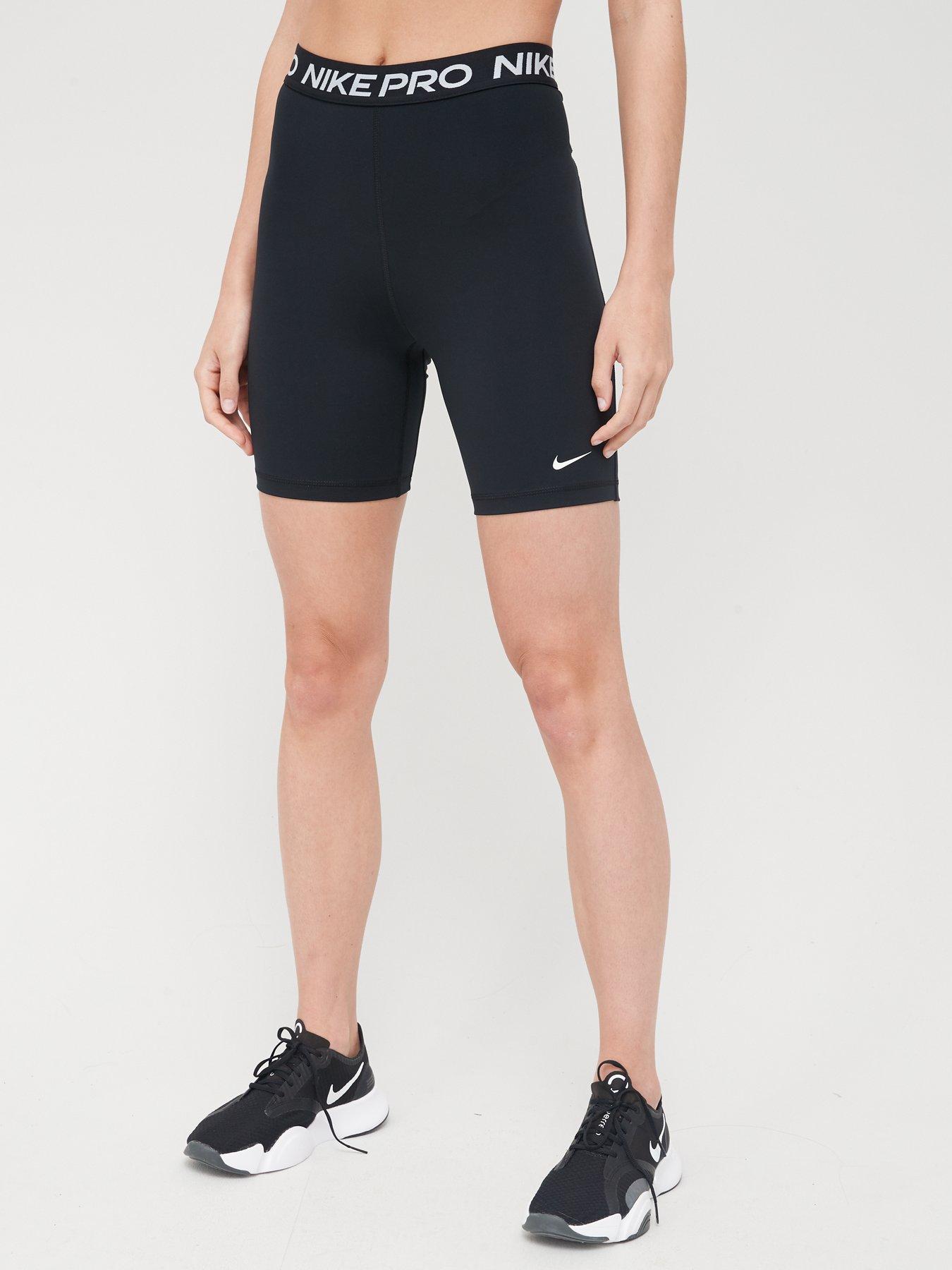 Nike Women's Pro Training 365 7 Inch High Rise Short - Black/White, Black,  Size S, Women, Nike