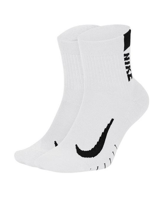 front image of nike-running-multiplier-socks-whiteblack