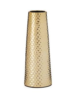 Product photograph of Tall Hammered Gold Vase from very.co.uk