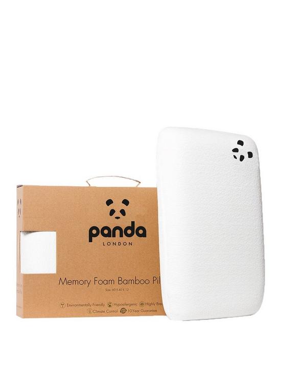front image of panda-london-adult-luxury-memory-foam-bamboo-pillow-white