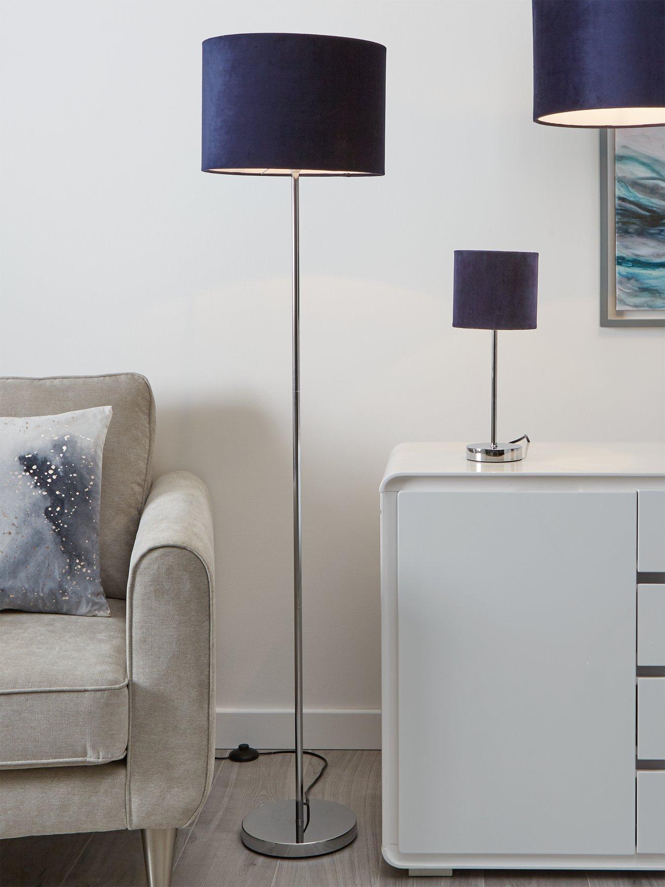 Image 1 of 4 of The Very Collection Langley Velvet Floor Lamp - Navy