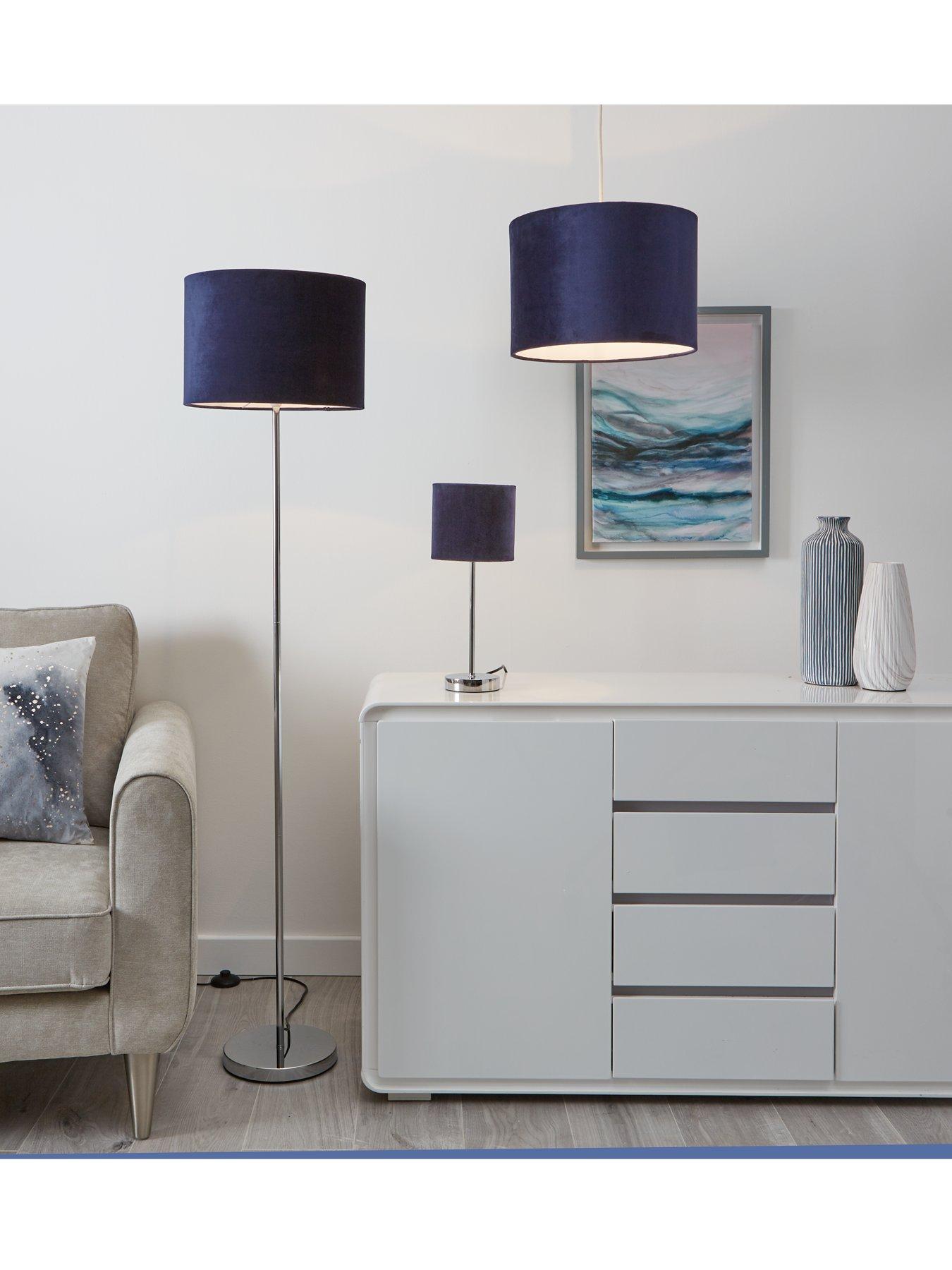 Image 2 of 4 of The Very Collection Langley Velvet Floor Lamp - Navy