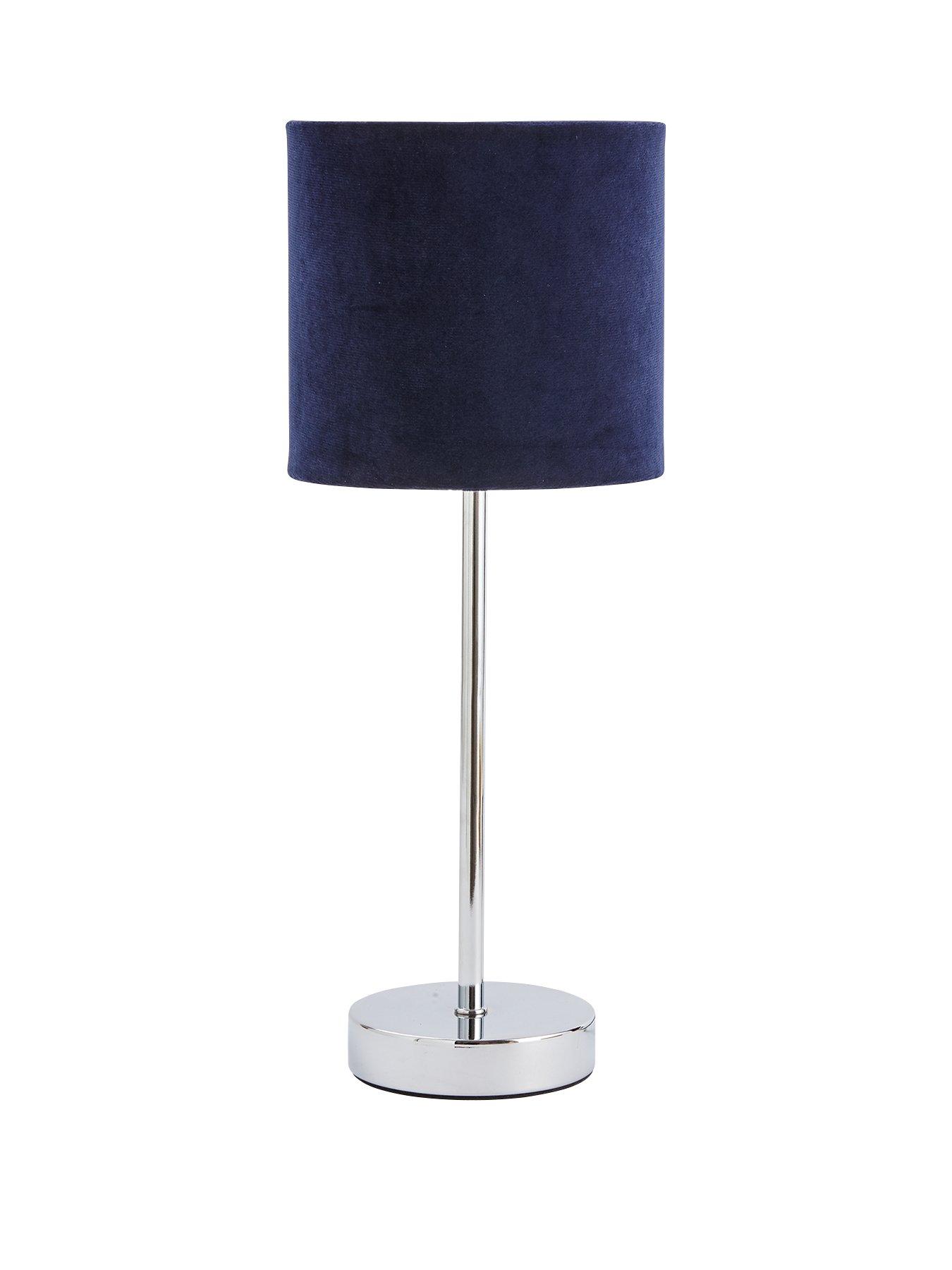 undefined Langley Velvet Table Lamp - Navy