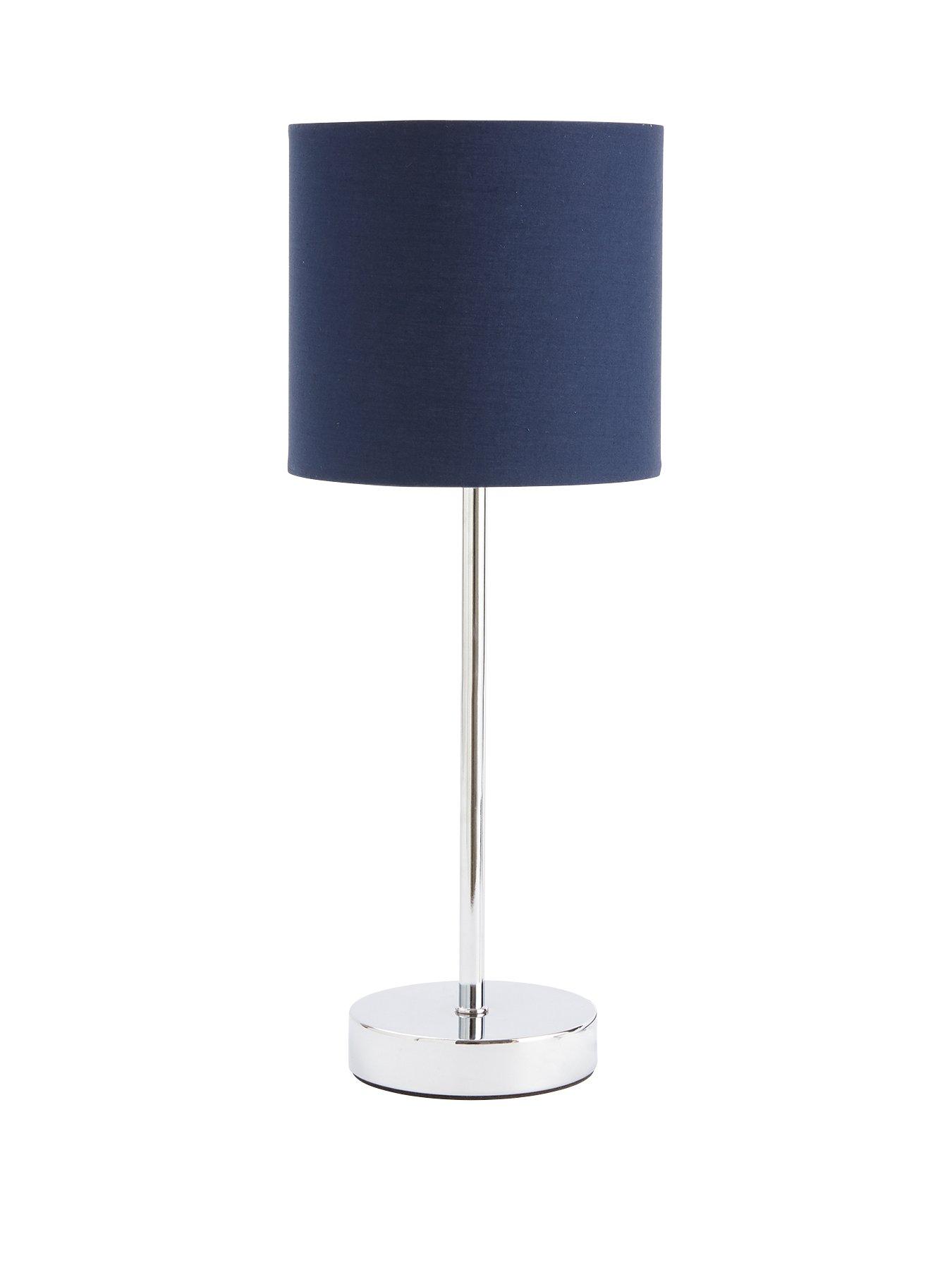 Navy velvet store table lamp