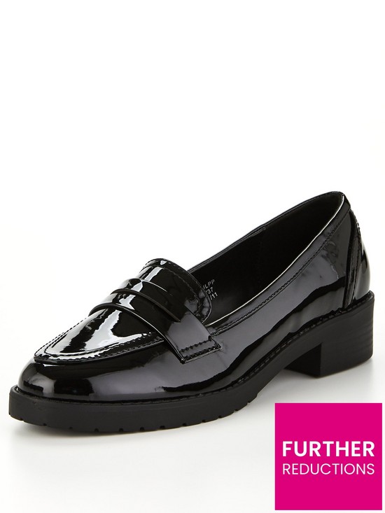 front image of v-by-very-chunky-penny-loafers-black-patent