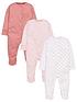  image of mini-v-by-very-baby-girls-3-pack-essentialsnbspsleepsuits-pink