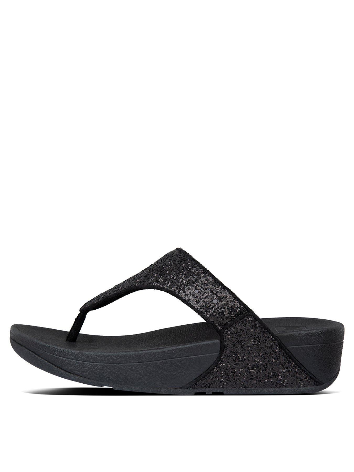 Black glitter flip store flops