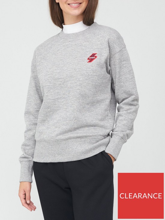 front image of superdry-sportstyle-crew-sweater-grey