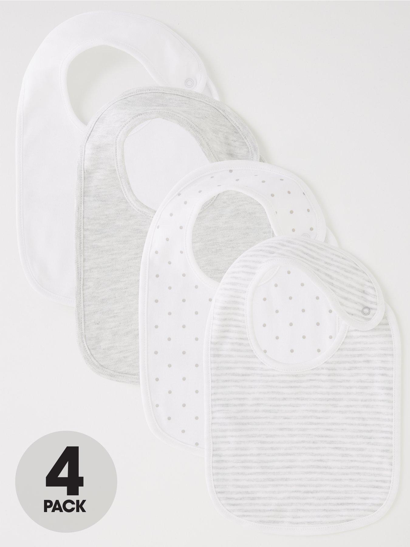 Everyday Baby Unisex 4 Pack Spot Bibs - Grey/White