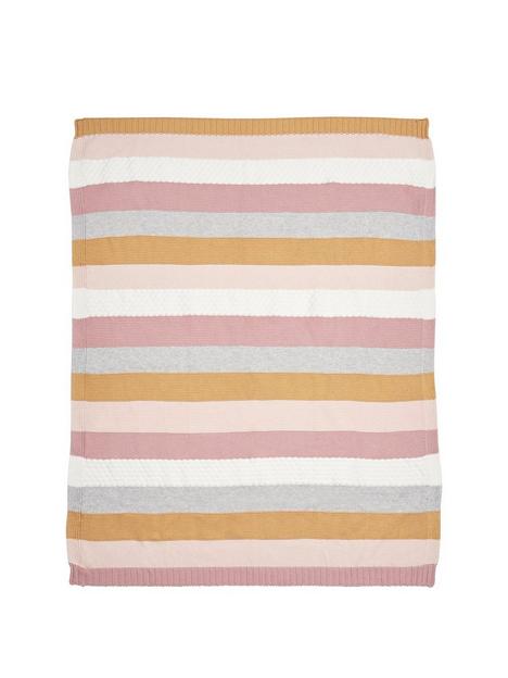 mamas-papas-knitted-blanket-multi-stripe-pink