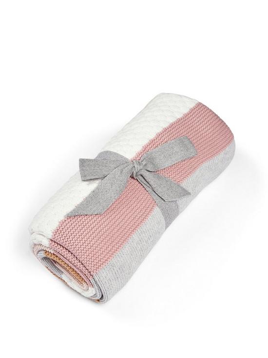 stillFront image of mamas-papas-knitted-blanket-multi-stripe-pink