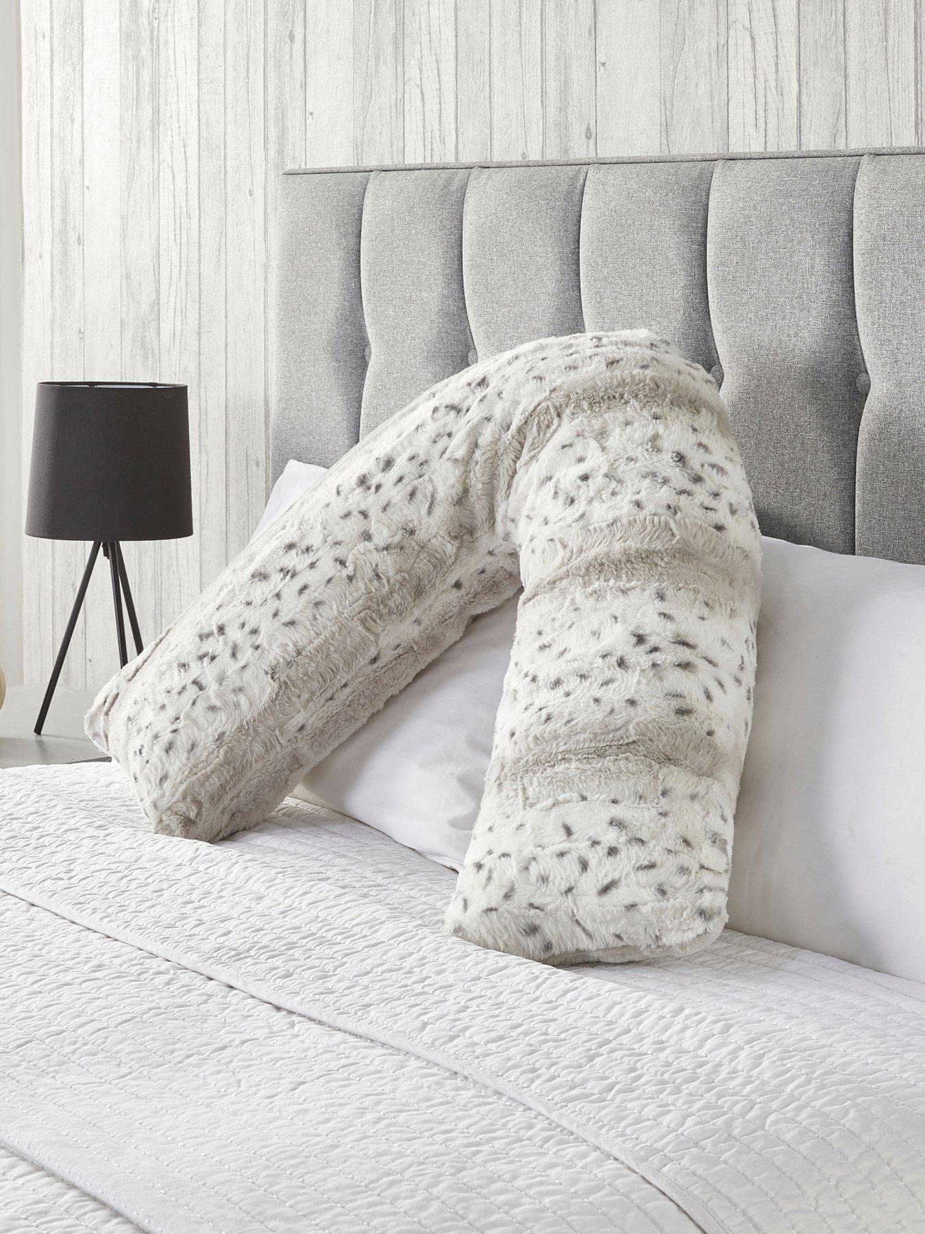 Very Home Faux Fur V Shaped Pillow - Snow Leopard