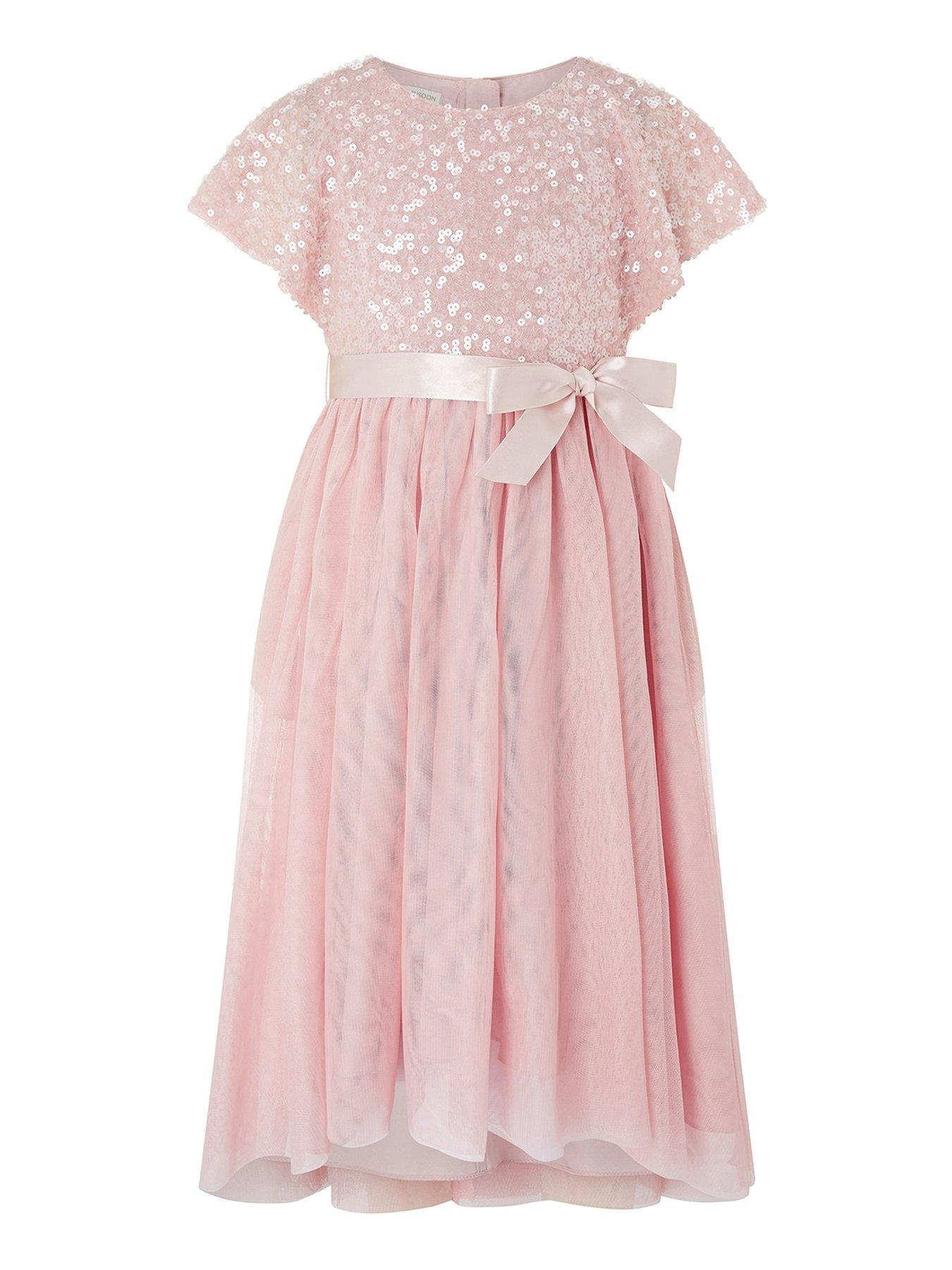 Occasion & wear Girls Truth Cape Sequin Hi Low Dress - Pale Pink
