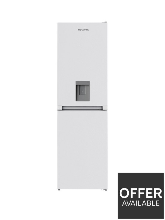 front image of hotpoint-hbnf55181waqua-55cm-width-no-frost-fridge-freezer-with-water-dispenser-white