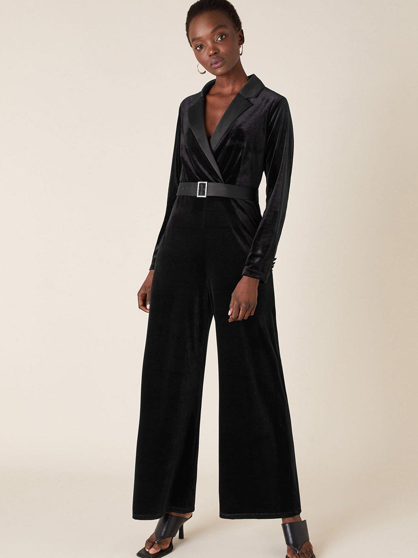 monsoon black velvet jumpsuit