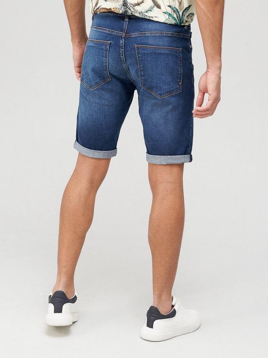 stillFront image of very-man-slim-denim-shorts-with-stretch-mid-blue