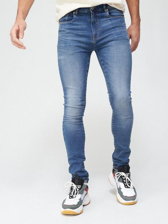Very Man Super Skinny Jeans with Stretch - Mid Blue | very.co.uk