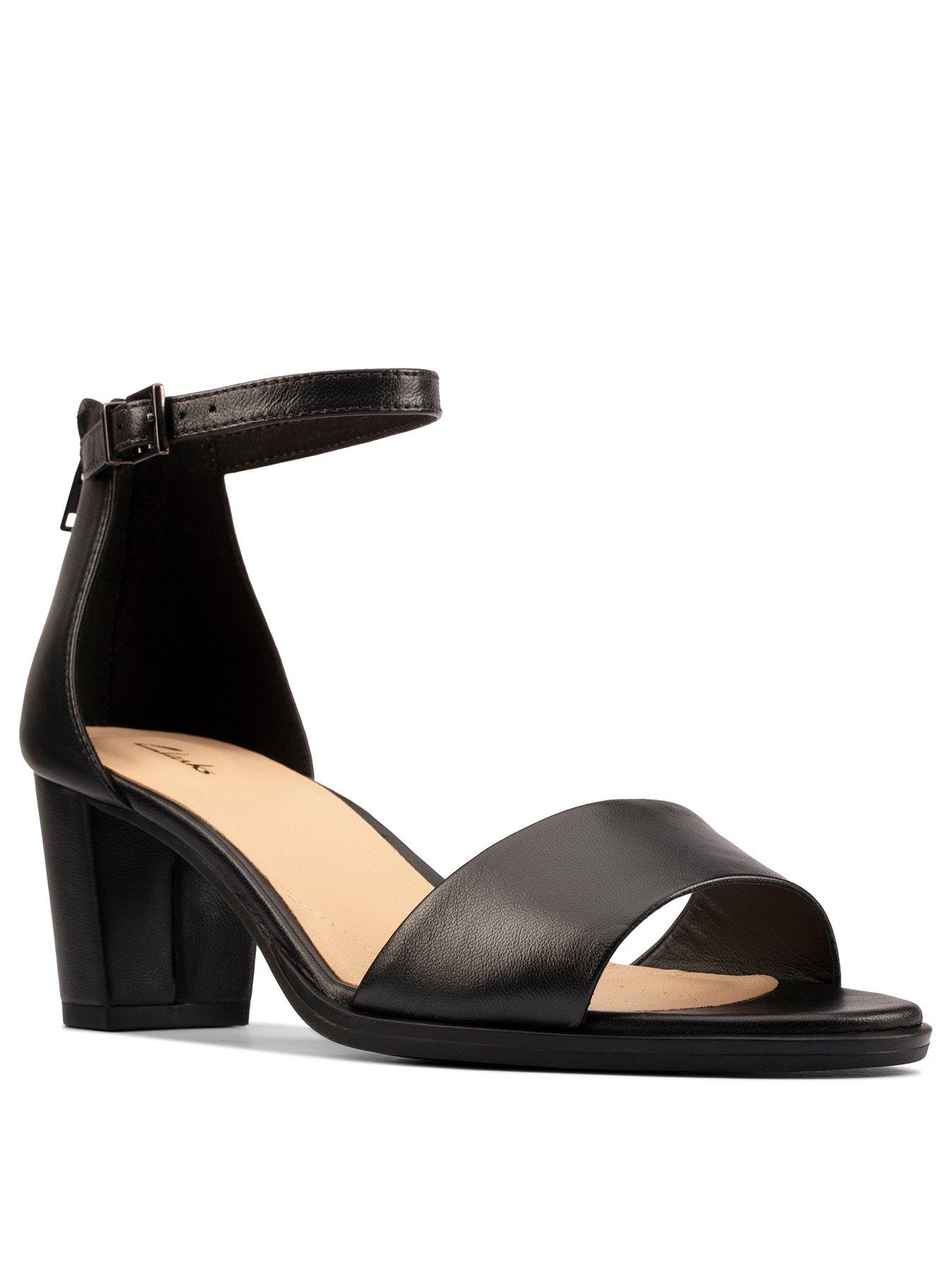 black 2 inch heel sandals