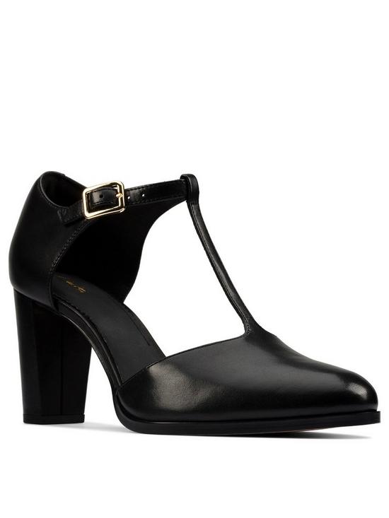 front image of clarks-kaylin85-t-bar-2-leather-heeled-shoe-black-leather