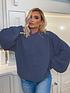  image of in-the-style-x-billie-faiers-balloon-sleeve-oversized-jumper-navy