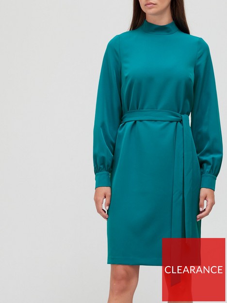v-by-very-high-neck-belted-mini-dress-teal