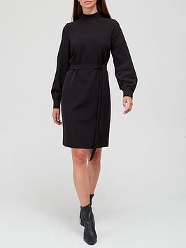 v-by-very-high-neck-belted-mini-dress-black