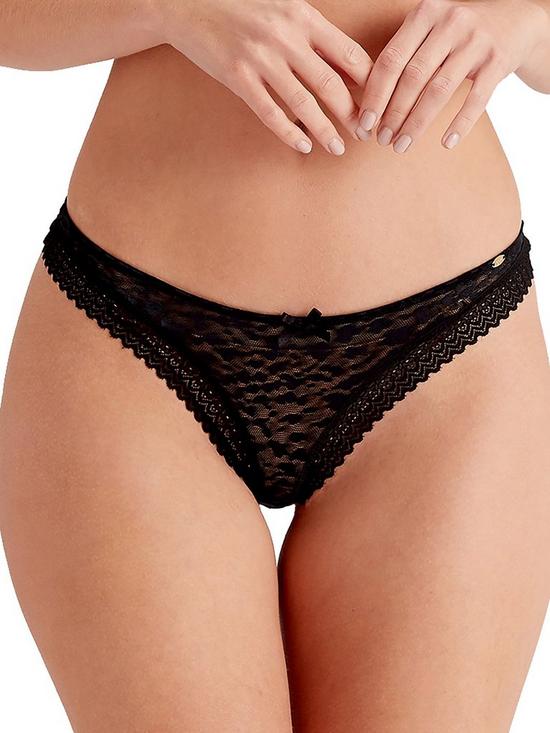 front image of pretty-polly-thong-black