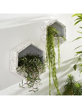 Product photograph of Very Home Set Of 2 Terrazzo Wall Planters from very.co.uk