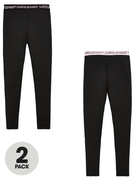 v-by-very-girls-2-pack-printed-waistband-active-leggings-co-ord-black