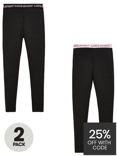 v-by-very-girls-2-pack-printed-waistband-active-leggings-co-ord-black