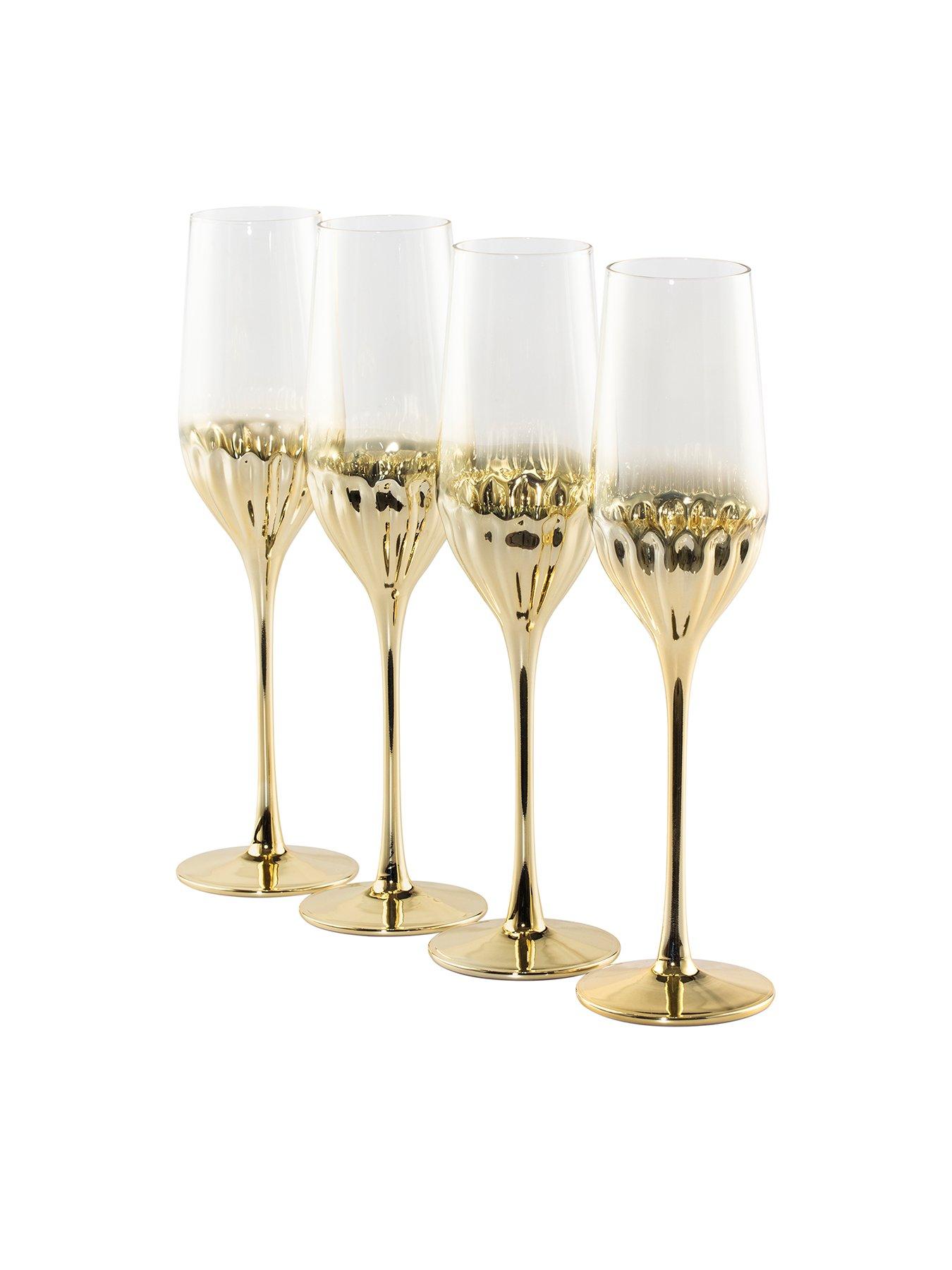 Product photograph of Waterside Art Deco Champagne Flute Glasses Ndash Set Of 4 from very.co.uk