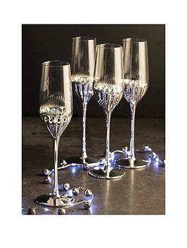 Product photograph of Waterside Platinum Art Deco Champagne Flute Glasses Ndash Set Of 4 from very.co.uk
