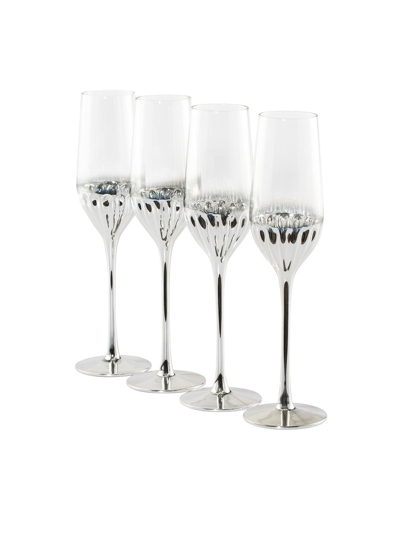 Image 2 of 2 of WATERSIDE Platinum Art Deco Champagne Flute Glasses &ndash; Set of 4