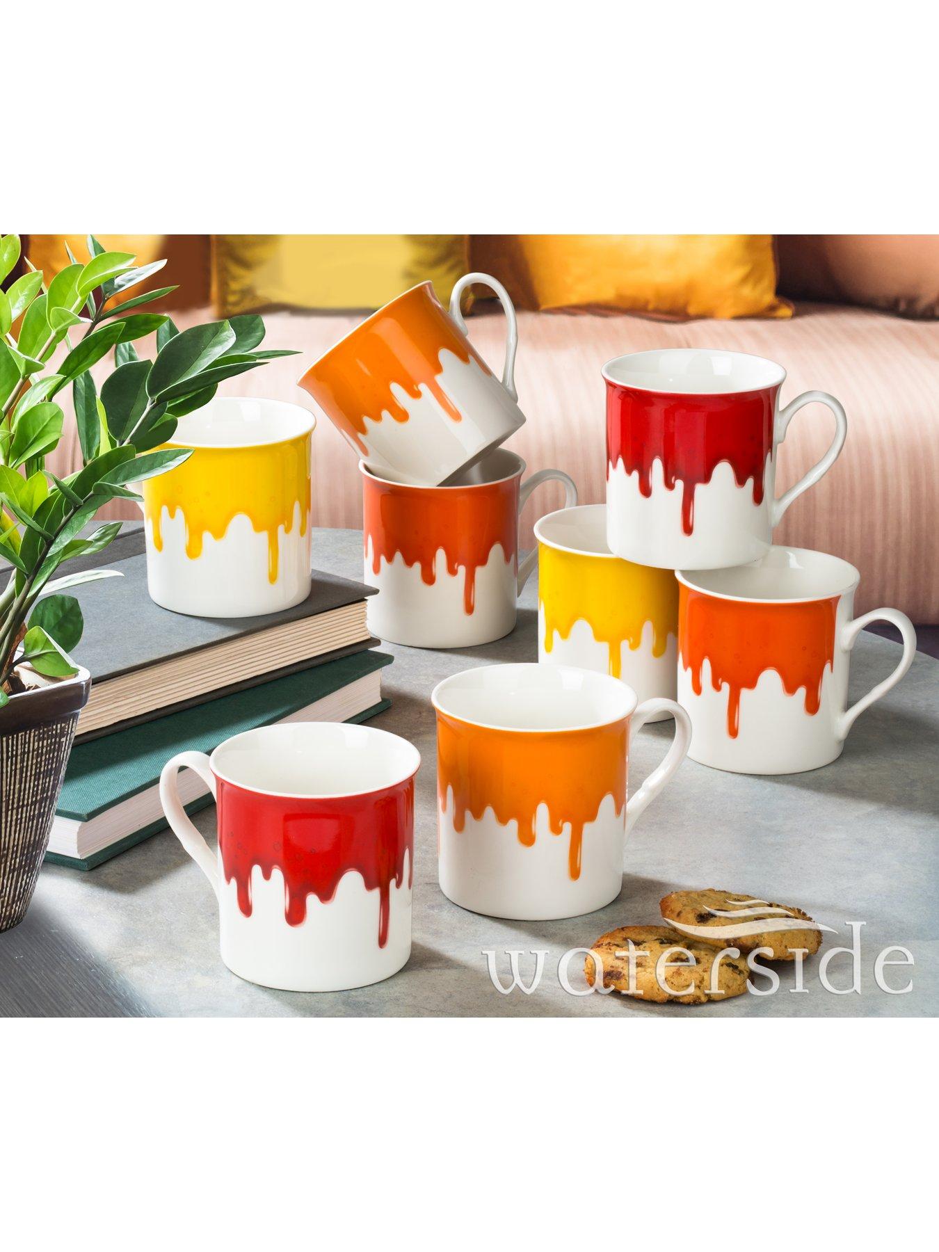 WATERSIDE Set of 8 Paint Drip Mugs very.co.uk