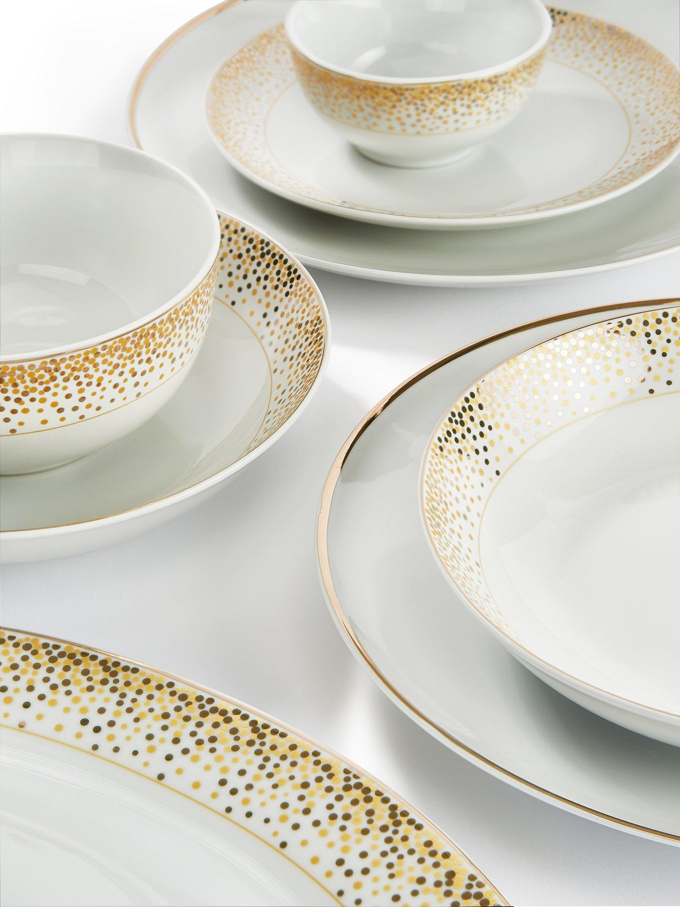 WATERSIDE 50 Piece Gold Sparkle Dinner Set Very