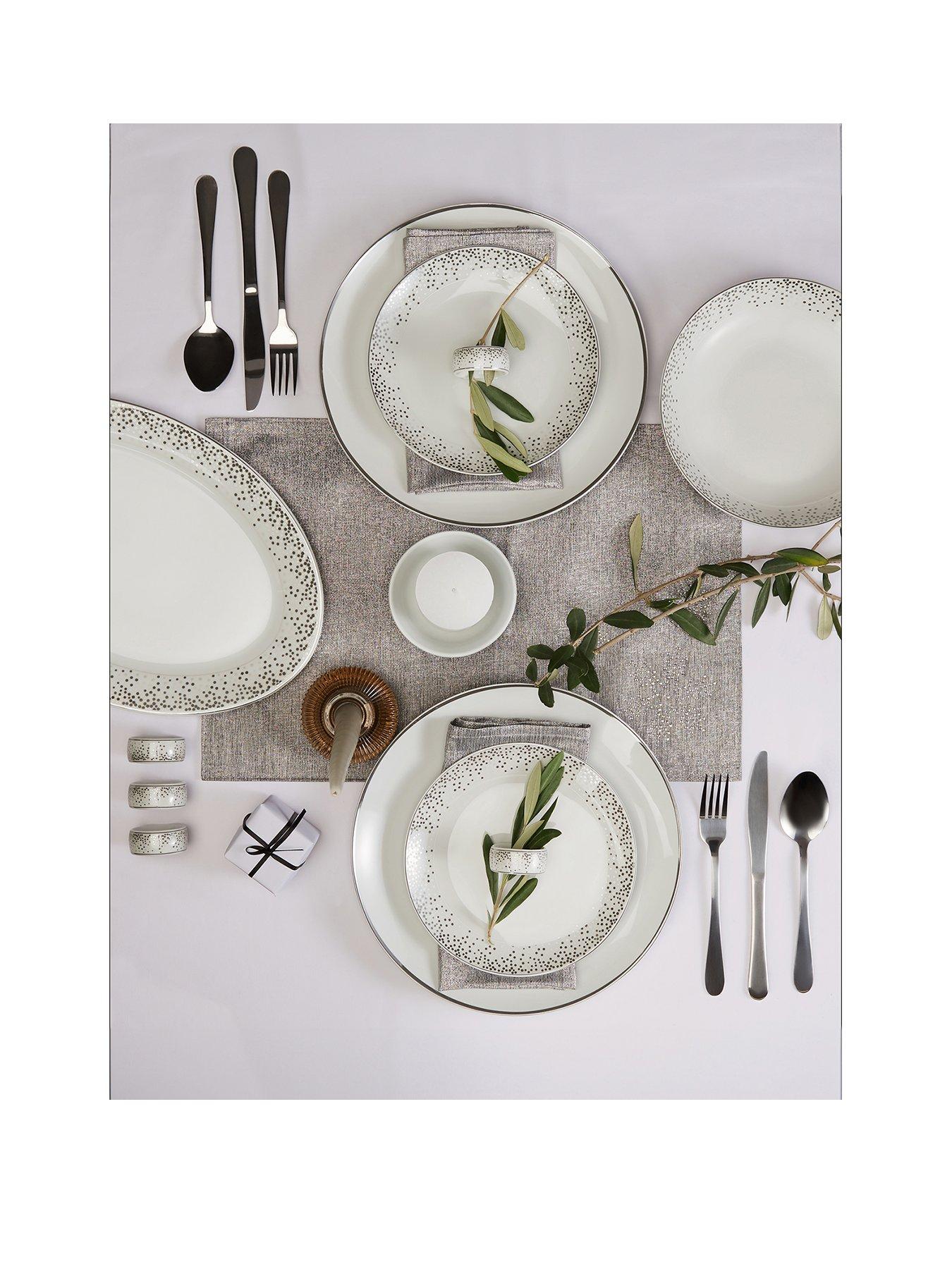 undefined 50-Piece Silver Sparkle Dinner Set