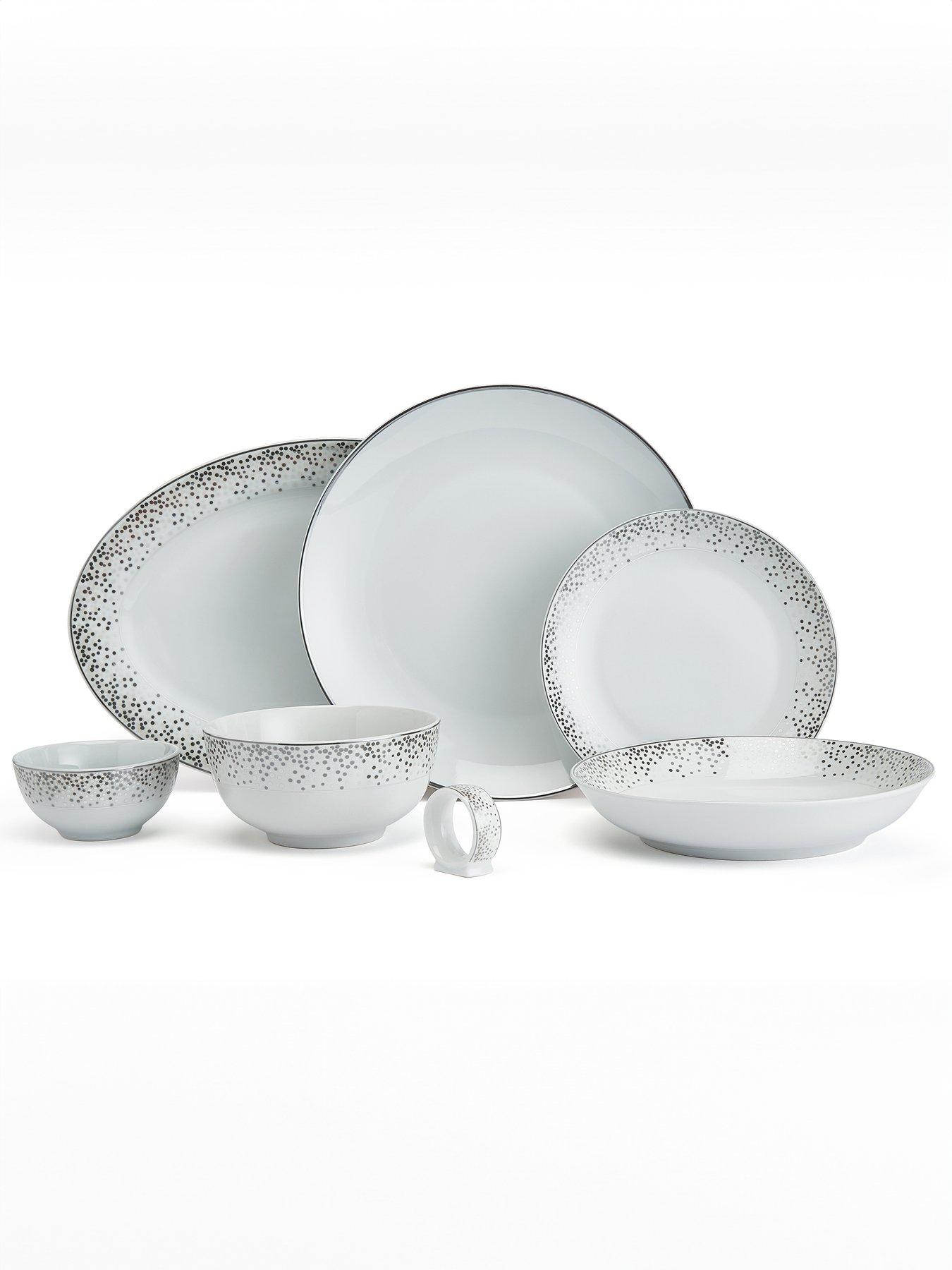 Silver and clearance white dinner set