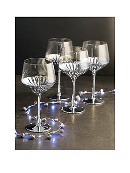 Product photograph of Waterside Platinum Art Deco Wine Glasses Ndash Set Of 4 from very.co.uk