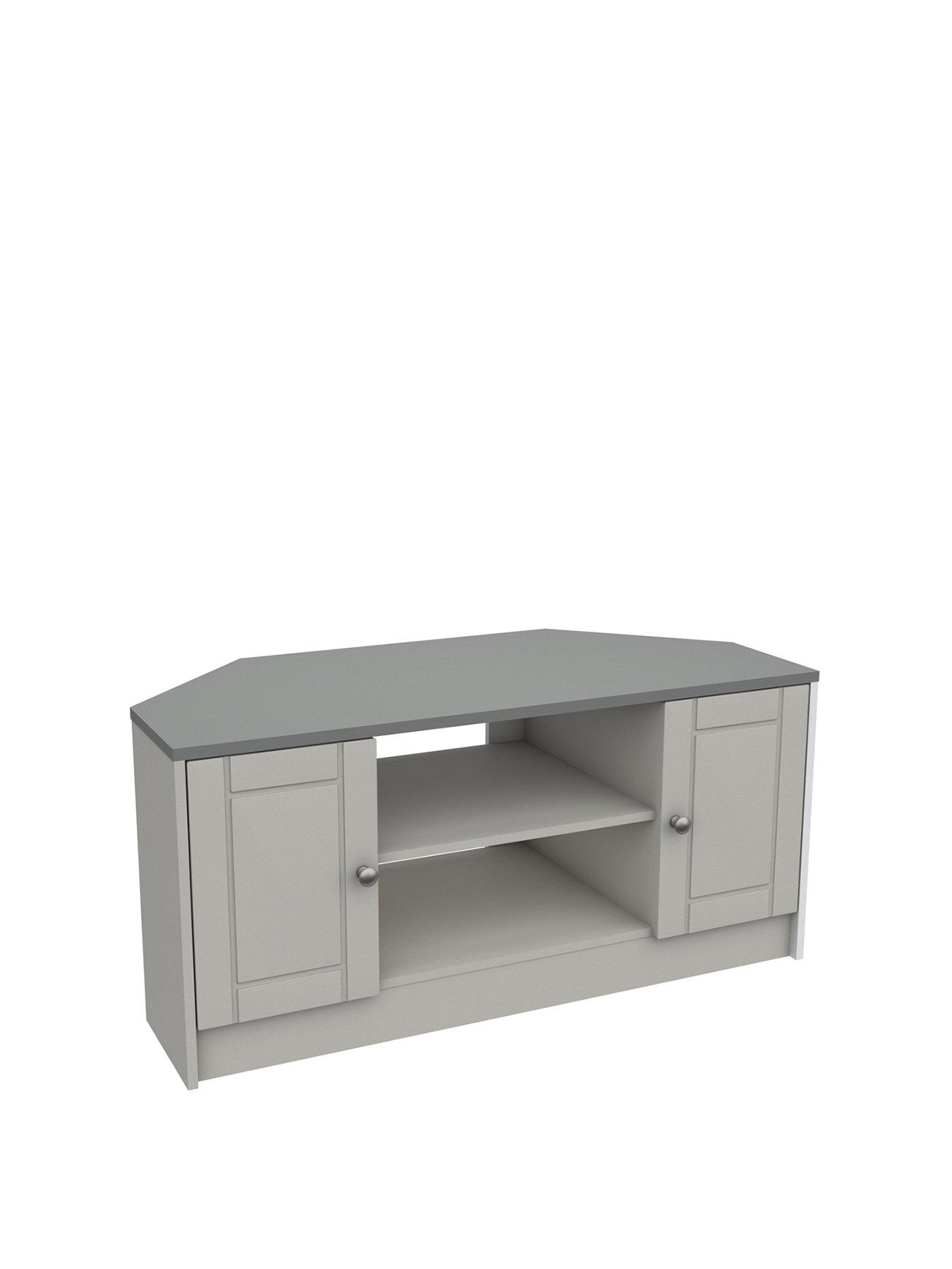 One Call Alderley Ready Assembled Corner TV Unit Up to 48 Inch Grey very.co.uk