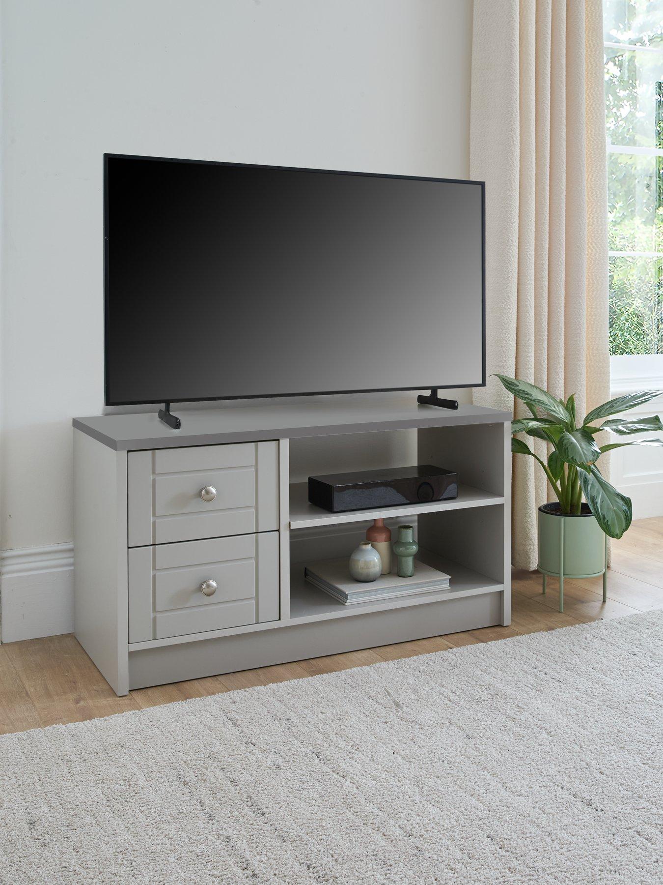 One Call Alderley Ready Assembled TV Unit - Grey - fits up to 50 inch TV