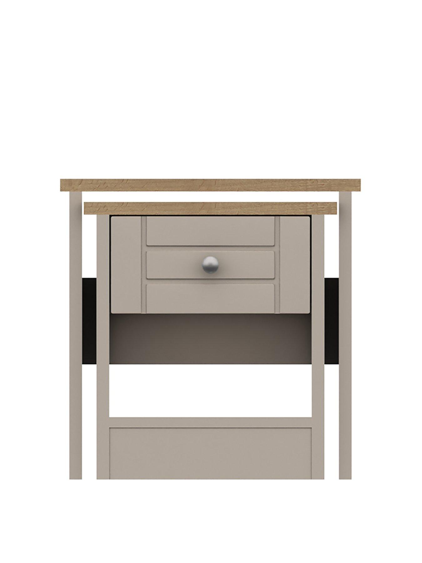 undefined Alderley Ready Assembled Nest of Tables - Rustic Oak/Taupe