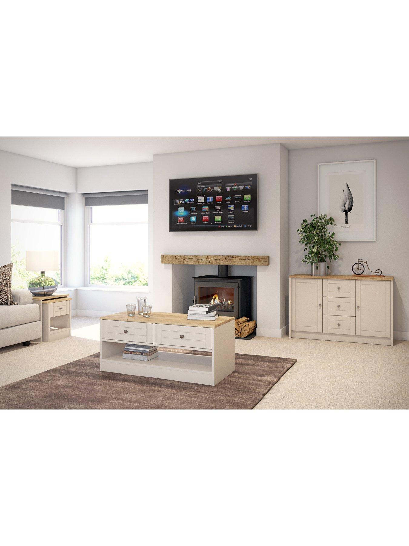 Image 2 of 4 of One Call Alderley Ready Assembled Coffee Table - Rustic Oak/Taupe