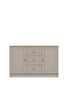 One Call Alderley Large Ready Assembled Sideboard - Rustic Oak/Taupe