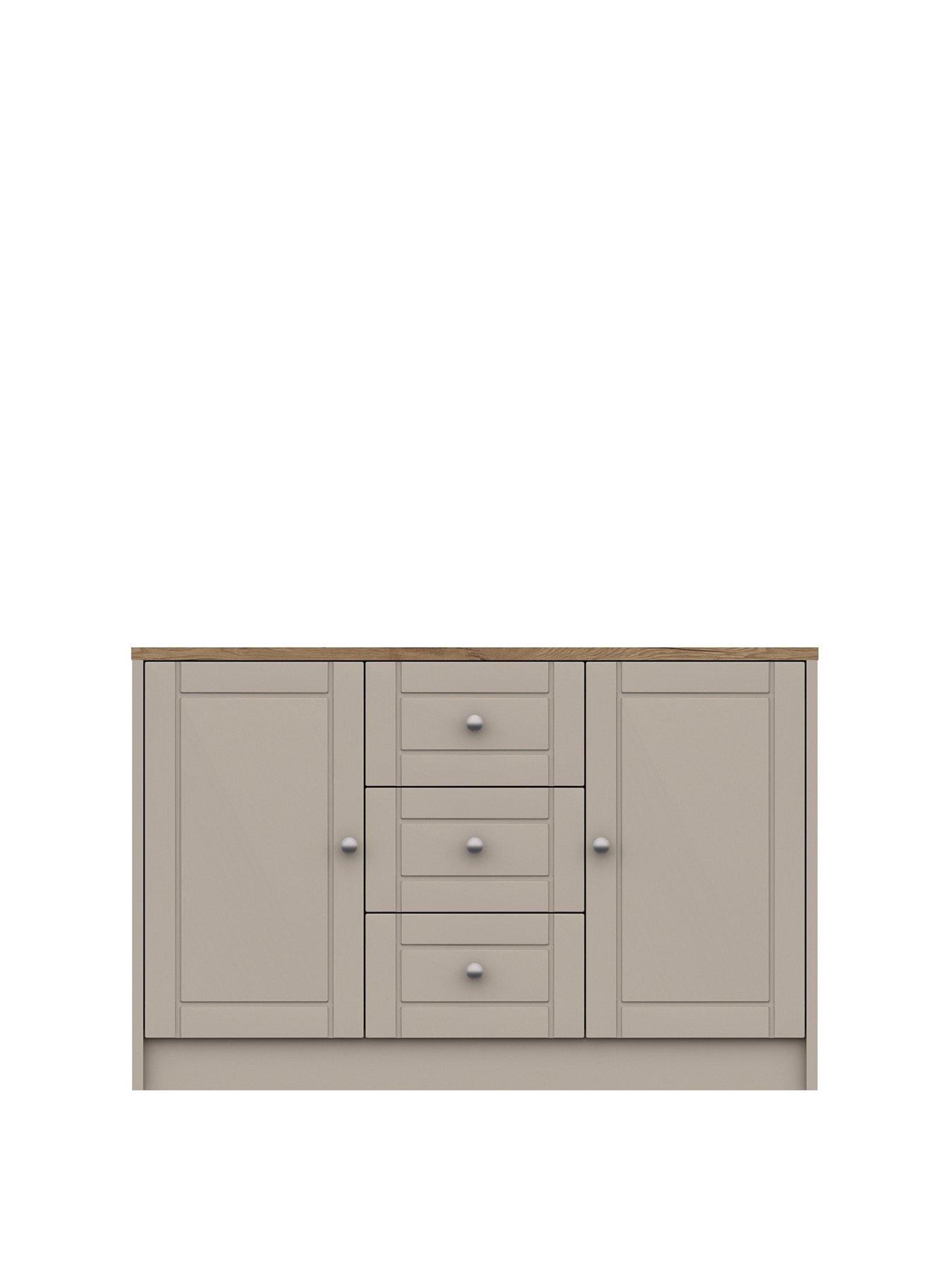 undefined Alderley Large Ready Assembled Sideboard - Rustic Oak/Taupe