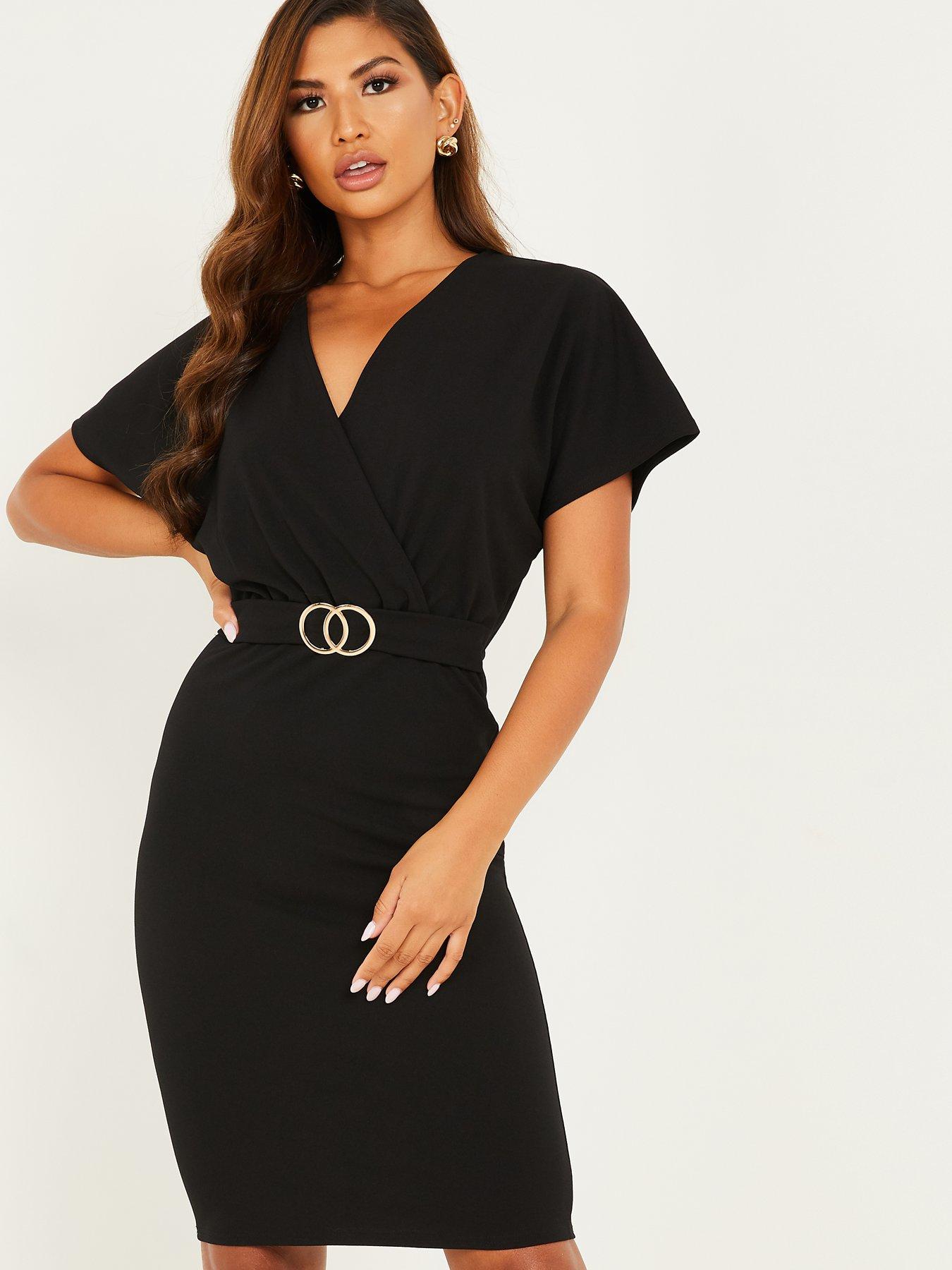 quiz black midi dress