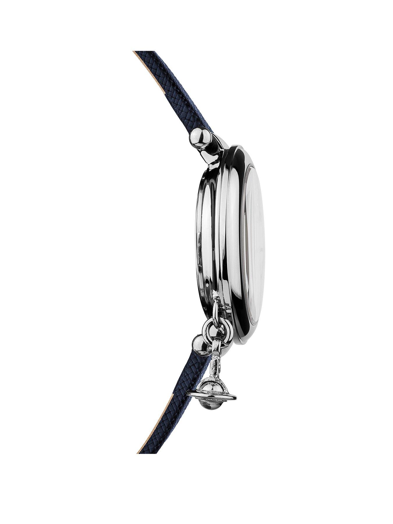 Image 2 of 4 of Vivienne Westwood Ladies&nbsp;Orb Heart Blue and Silver Detail Charm Dial Blue Leather Strap&nbsp;Watch