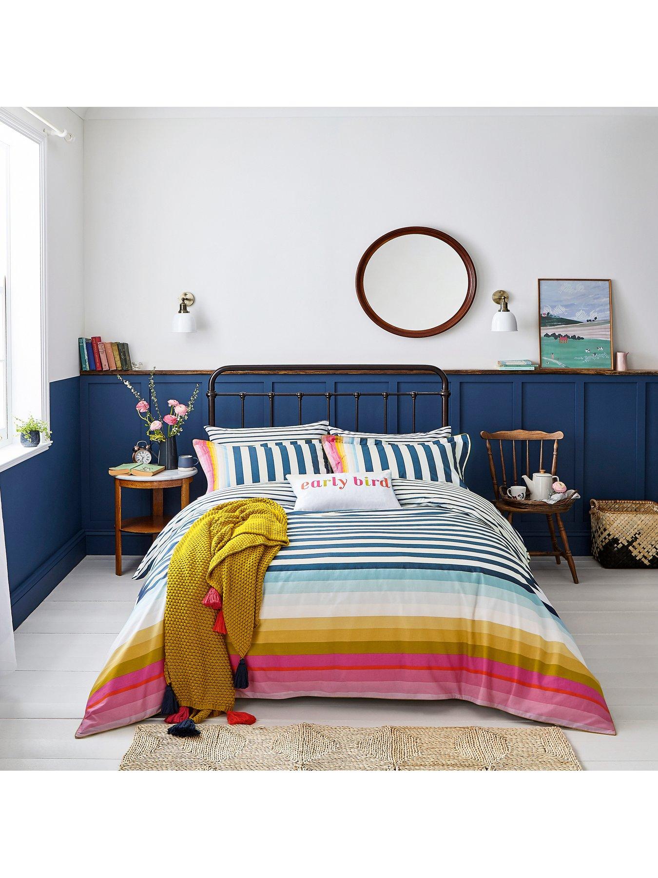 Joules Cambridge Stripe 100% Cotton Percale Duvet Cover Set|Double
