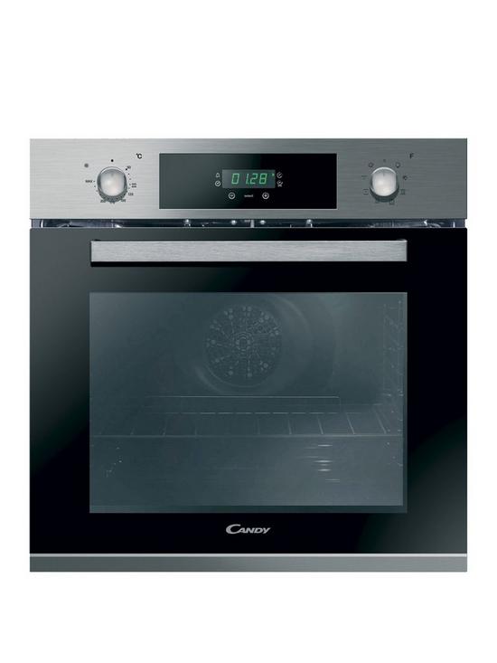 front image of candy-fcp615xw-built-in-single-electric-oven-black