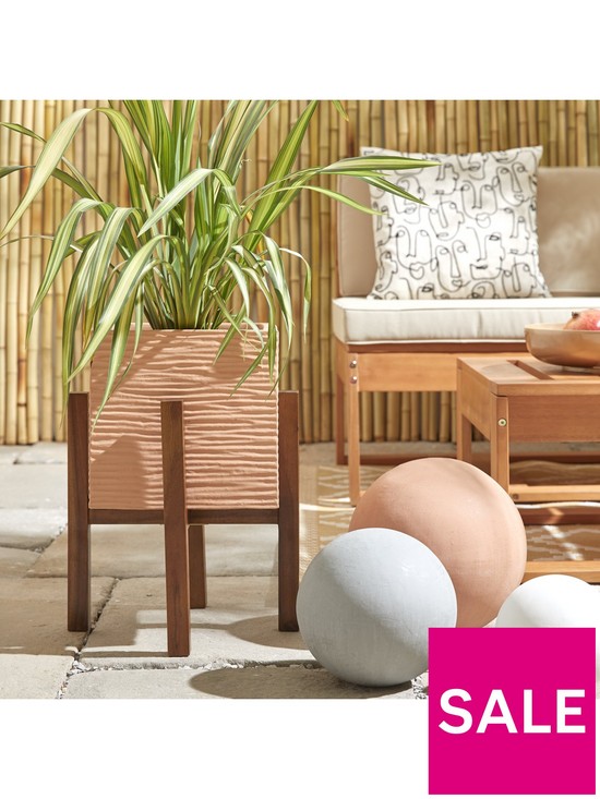 front image of very-home-square-planter-on-wooden-legs-sand
